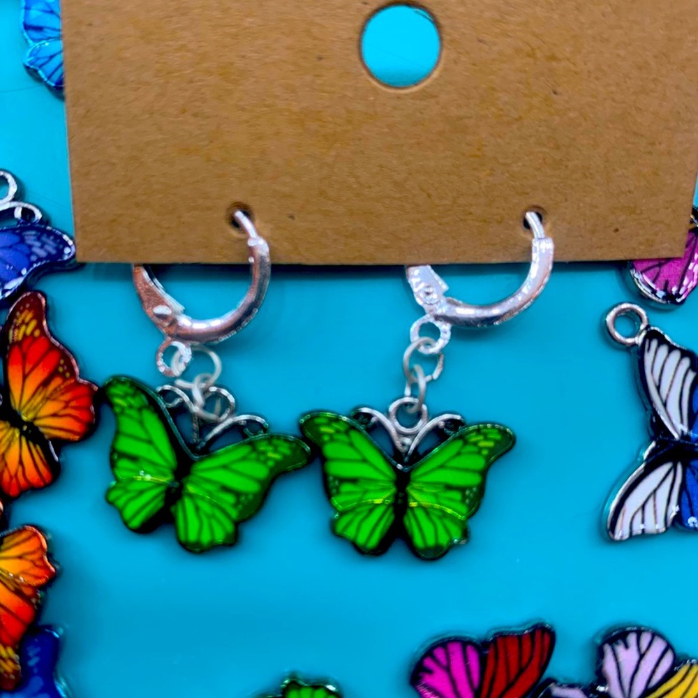 Green butterfly hoops